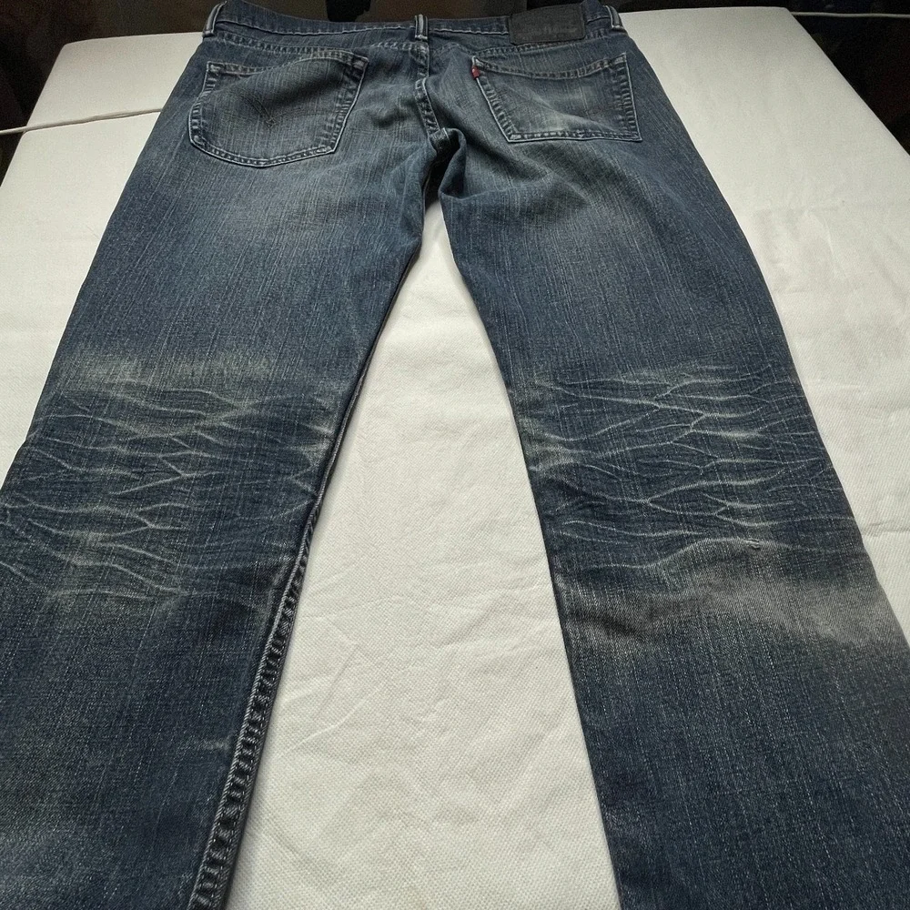 Levis 511 Jeans Mens 34x32 Slim Fit Distressed Blue Denim Button Fly